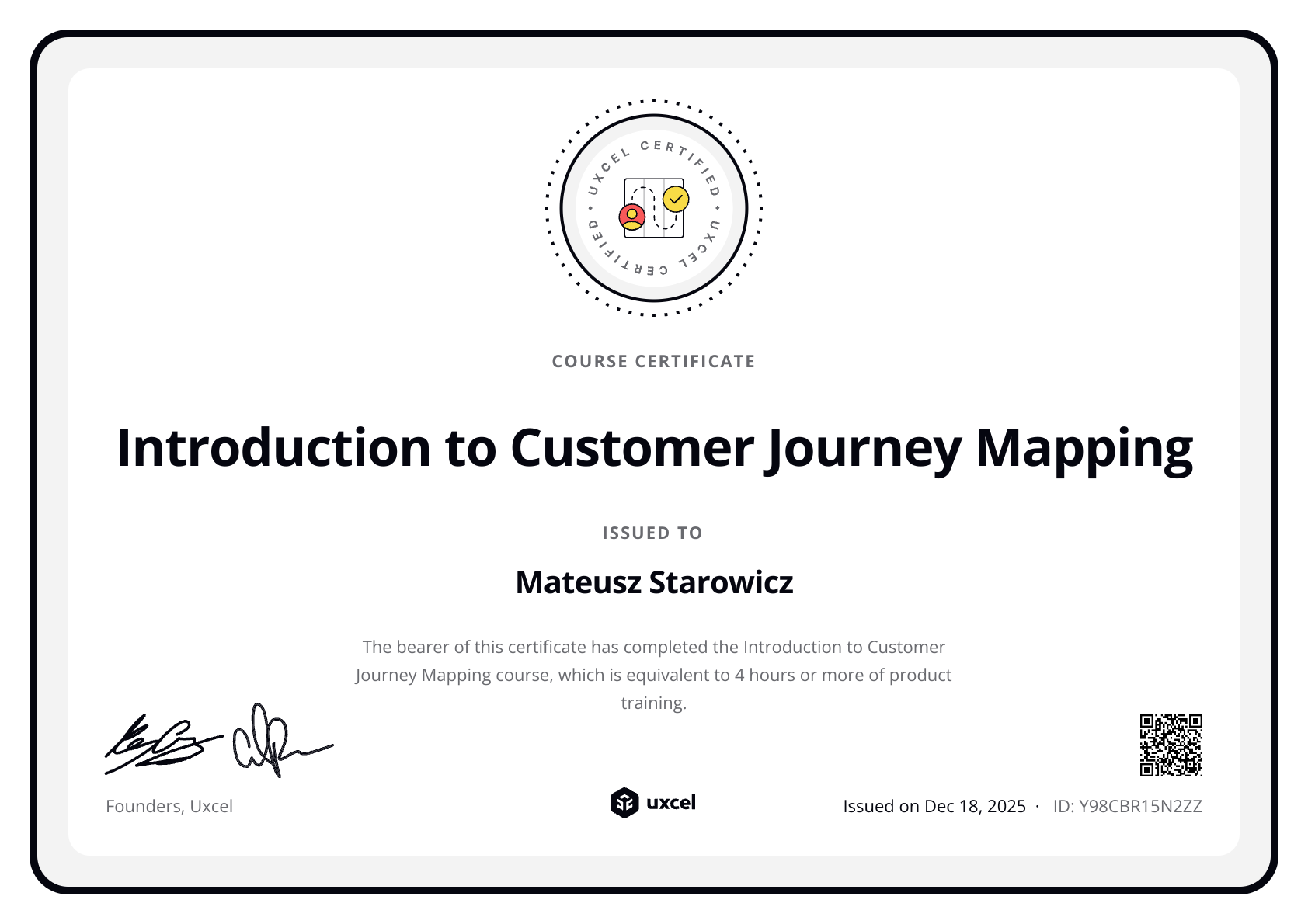 Mateusz Starowicz's certificate